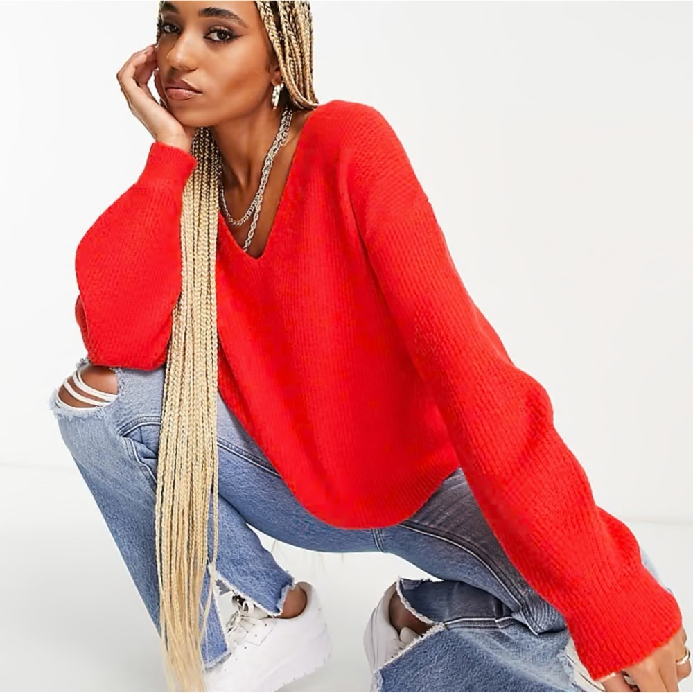 Victoria’s Secret Ribbed Wool Scoop Neck Boxy Oversized Drop Shoulder Sweater M